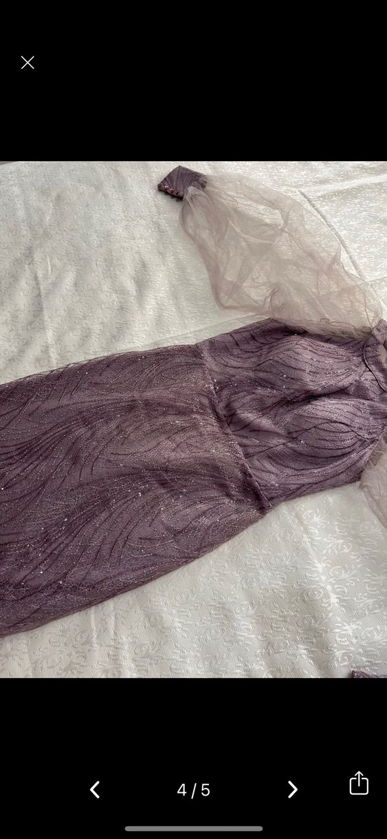 Mor Drapeli Uzun Abiye Elbise - Görsel 2