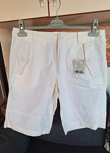 collezione poplin kumaş kırıkbeyaz şort