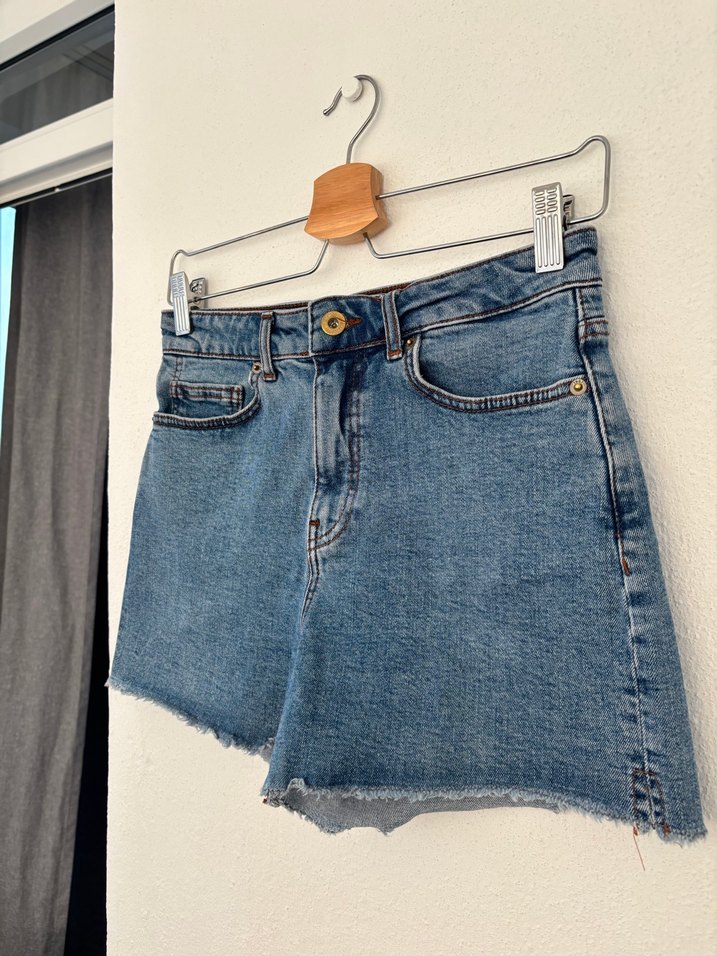 Kadın Mavi Mini Denim Şort - Görsel 2