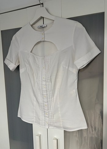 Adl Kadın Beyaz Kısa Kollu Gömlek - Görsel 3