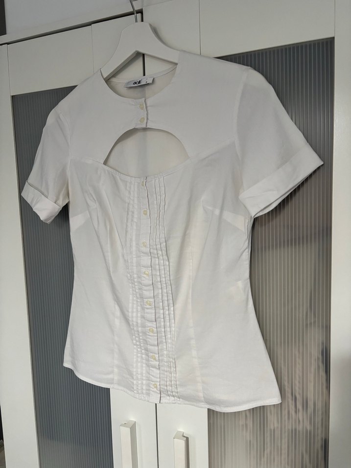 Adl Kadın Beyaz Kısa Kollu Gömlek - Görsel 3