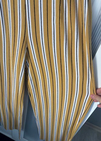 Stradivarius Kadın Sarı Çizgili Uzun Tulum - Görsel 4