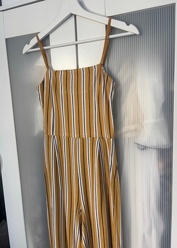 Stradivarius Kadın Sarı Çizgili Uzun Tulum - Görsel 2