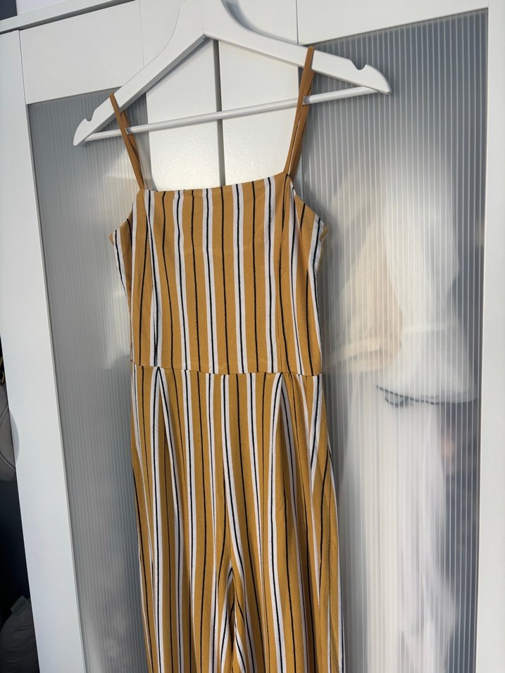 Stradivarius Kadın Sarı Çizgili Uzun Tulum - Görsel 2