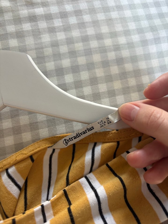 Stradivarius Kadın Sarı Çizgili Uzun Tulum - Görsel 5