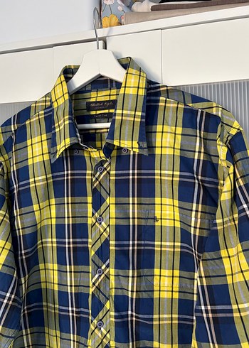 Kiğılı Sarı Lacivert Kareli Uzun Kollu Erkek Gömlek - Görsel 2