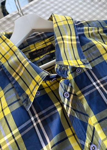Kiğılı Sarı Lacivert Kareli Uzun Kollu Erkek Gömlek - Görsel 6