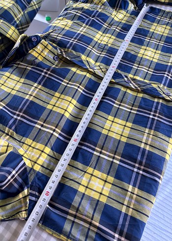 Kiğılı Sarı Lacivert Kareli Uzun Kollu Erkek Gömlek - Görsel 7