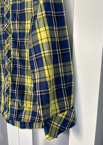 Kiğılı Sarı Lacivert Kareli Uzun Kollu Erkek Gömlek - Görsel 4