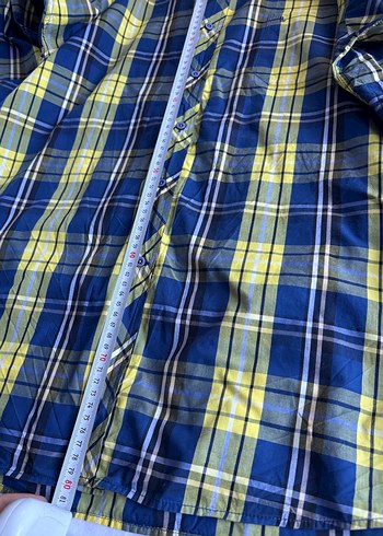Kiğılı Sarı Lacivert Kareli Uzun Kollu Erkek Gömlek - Görsel 8