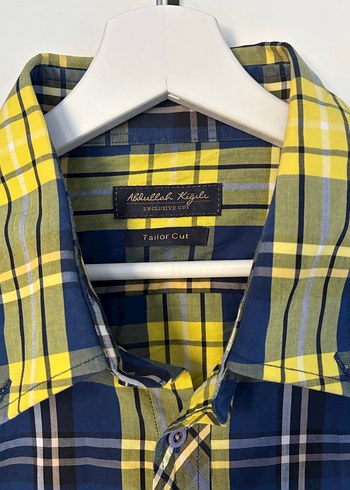 Kiğılı Sarı Lacivert Kareli Uzun Kollu Erkek Gömlek - Görsel 3
