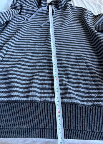 Gri Çizgili Kapüşonlu Kadın Sweatshirt - Görsel 7