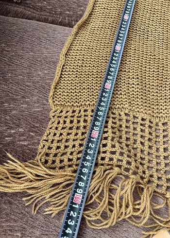 Kahverengi Örgü Bohem Kadın Şalı - Görsel 7