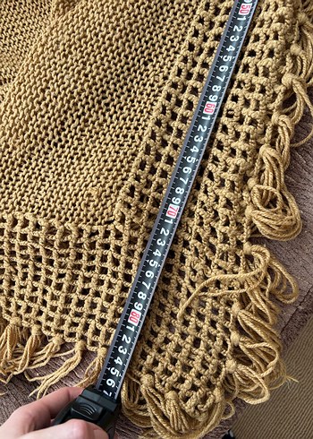 Kahverengi Örgü Bohem Kadın Şalı - Görsel 6