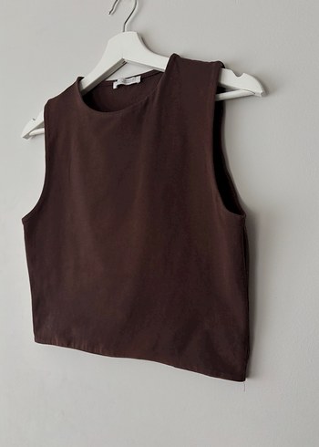 Zara Kahverengi Kolsuz Basic Kadın Bluz - Görsel 4