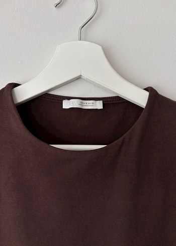 Zara Kahverengi Kolsuz Basic Kadın Bluz - Görsel 3