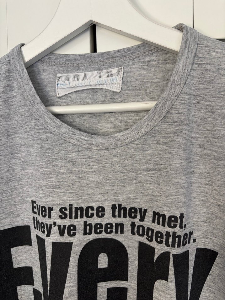 Zara Gri Baskılı Kısa Kollu Kadın Tişört - Görsel 2