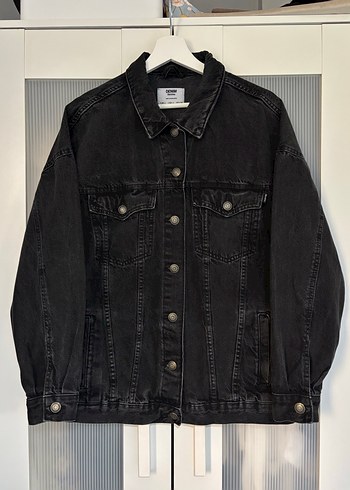 Bershka Siyah Düğmeli Kadın Denim Ceket - Görsel 3