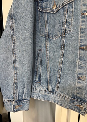 Bershka Mavi Düğmeli Kadın Kot Ceket - Görsel 5