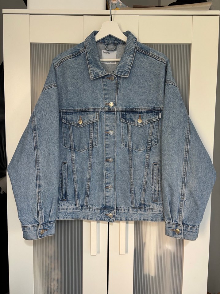 Bershka Mavi Düğmeli Kadın Kot Ceket - Görsel 2