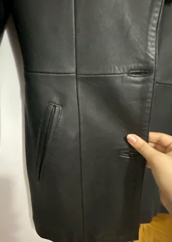 Kadın Siyah hakiki Deri Ceket - Görsel 3