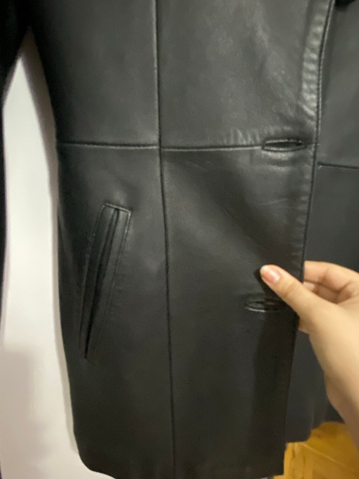 Kadın Siyah hakiki Deri Ceket - Görsel 3