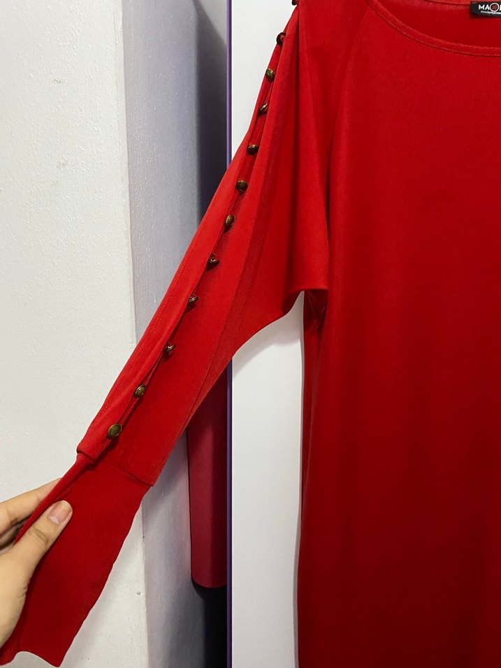 Kırmızı Elbise , Uzun Kollu - Görsel 3