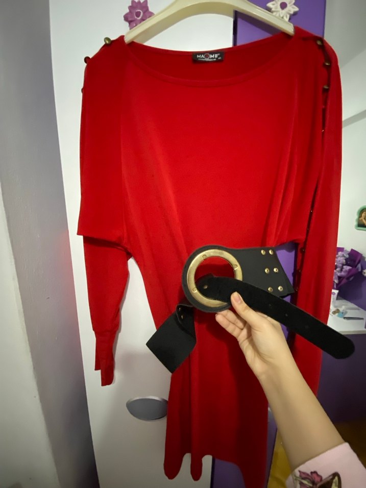 Kırmızı Elbise , Uzun Kollu - Görsel 2