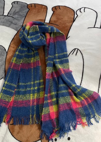 Renkli Örgü Kadın Yün Şal - Görsel 2