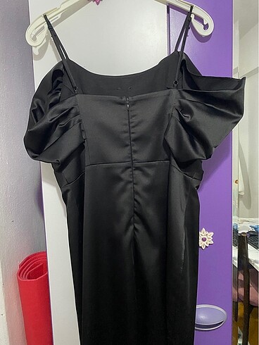Siyah saten elbise - Görsel 2