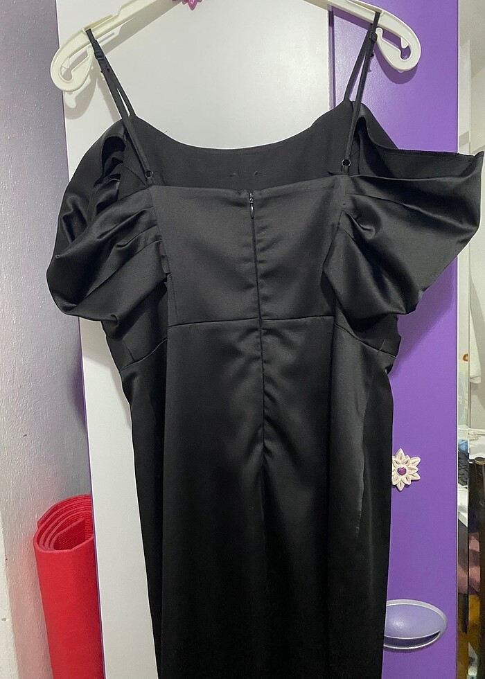 Siyah saten elbise - Görsel 2