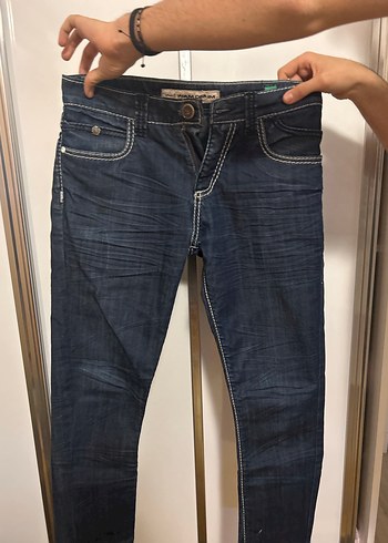 Kadın Parlak Mavi Denim Dar Kesim Jean - Görsel 2