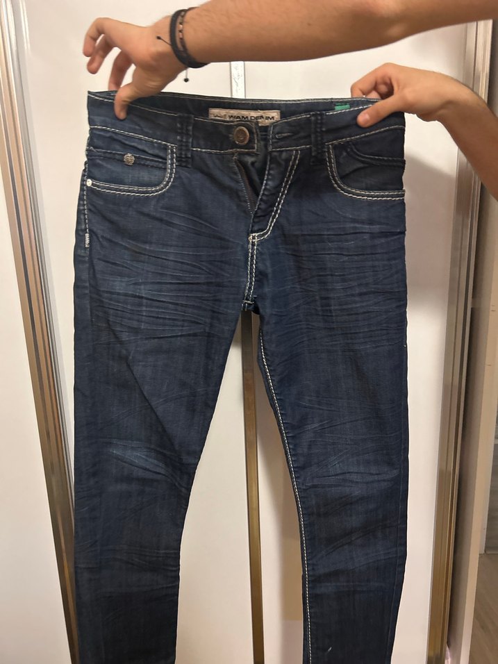 Kadın Parlak Mavi Denim Dar Kesim Jean - Görsel 2