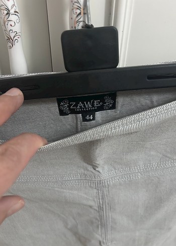 Düğmeli Gri Denim Kadın Pantolon - Görsel 2