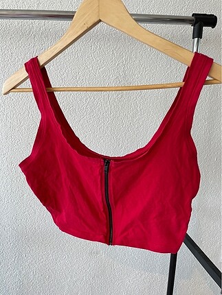 Bershka Kırmızı Fermuağarlı Crop
