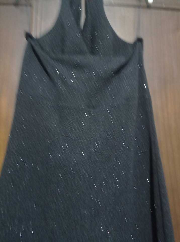 Siyah Drape li Uzun Kadın Tulum - Görsel 4