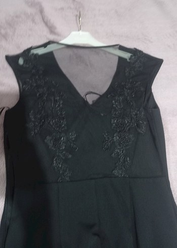 Siyah V Yaka Uzun Kadın Abiye Elbise - Görsel 5