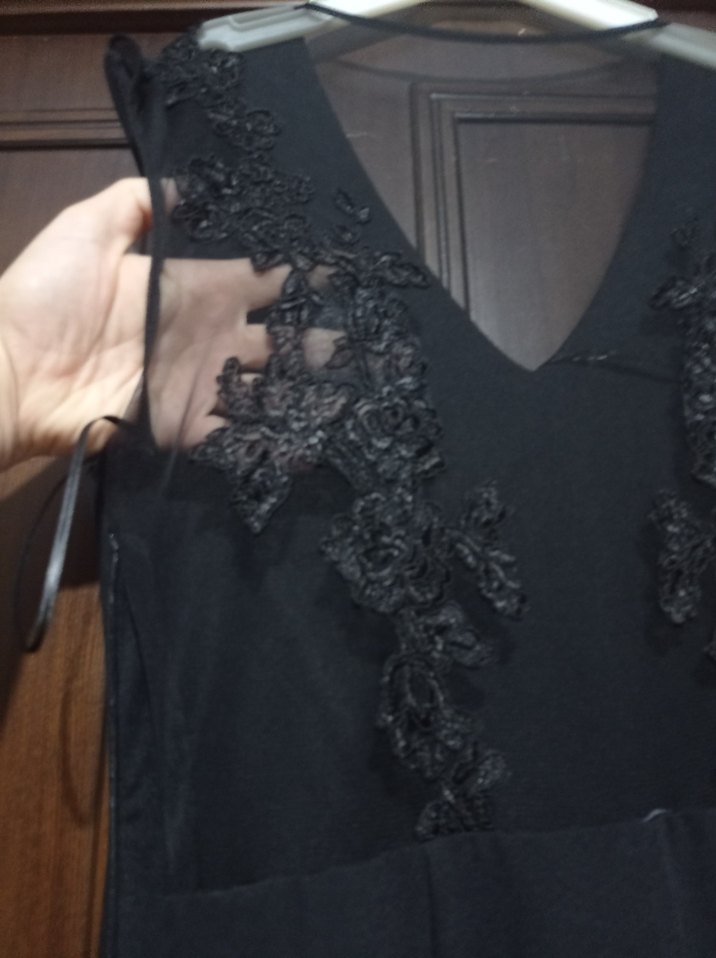 Siyah V Yaka Uzun Kadın Abiye Elbise - Görsel 4