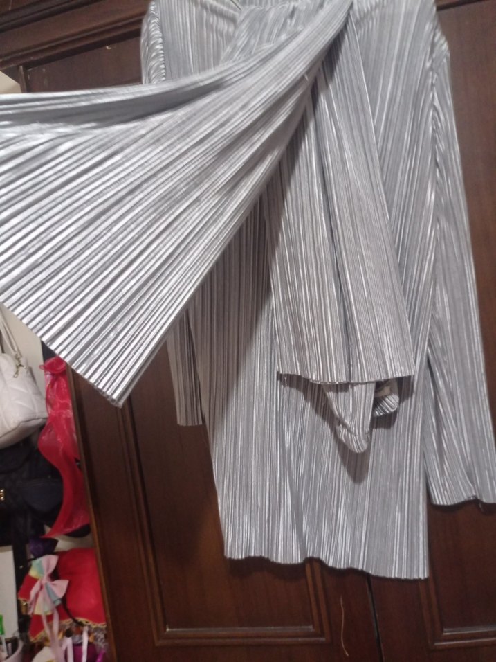 Gri Uzun Kollu Piliseli Kadın Tunik 2li takım - Görsel 2