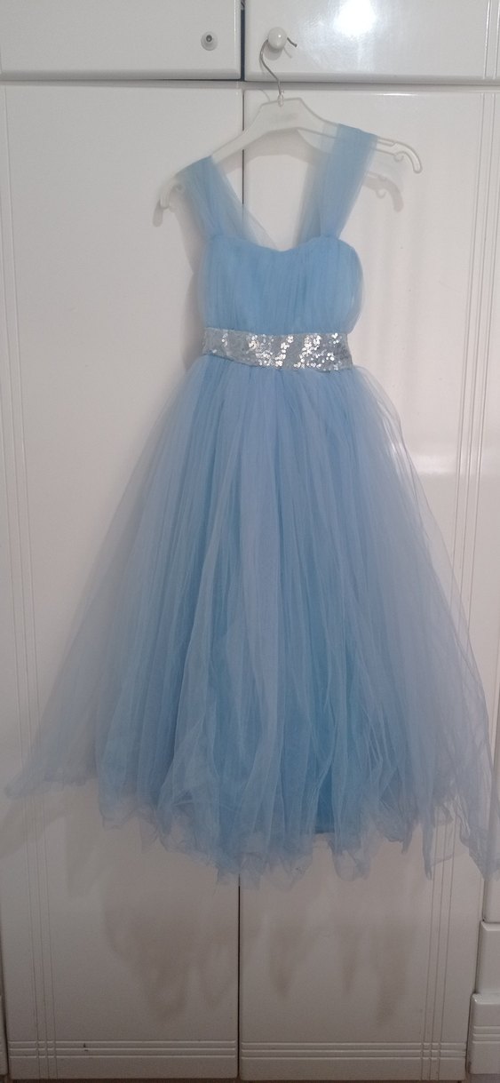 Mavi Drapeli Straplez Abiye - Görsel 2