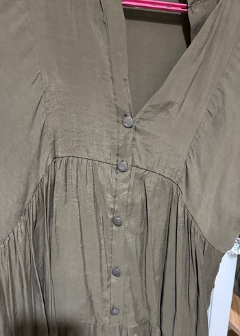 Bohem V Yaka Düğmeli Hamile Tunik - Görsel 3