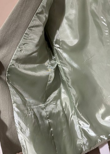 Kadın Haki Uzun Kollu Keten Blazer Ceket - Görsel 4