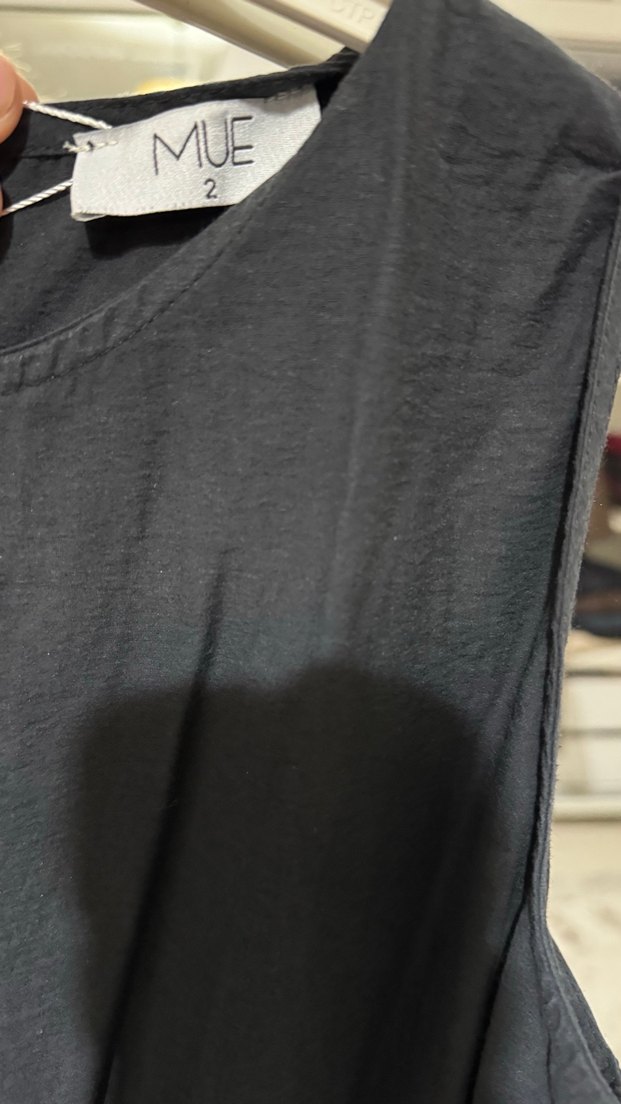 Siyah Keten Midi Drapeli Elbise - Görsel 5