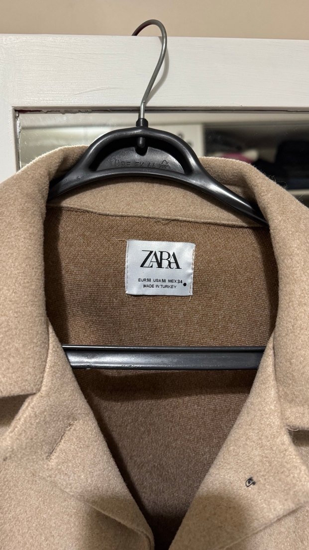 Zara Bej Yün Midi Kadın Kaban - Görsel 5