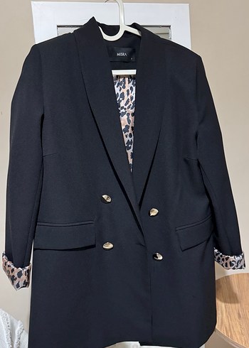 Düğmeli Siyah Yılan Desenli Kadın Blazer - Görsel 2