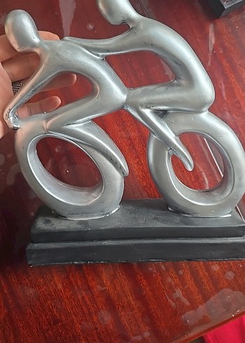 Gri Bisikletçi Figürin Dekoratif - Görsel 2