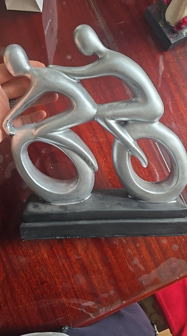 Gri Bisikletçi Figürin Dekoratif - Görsel 2