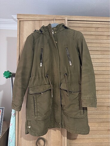 Haki pull bear içi kürklü parka