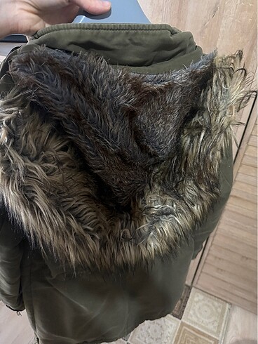 Haki pull bear içi kürklü parka - Görsel 5
