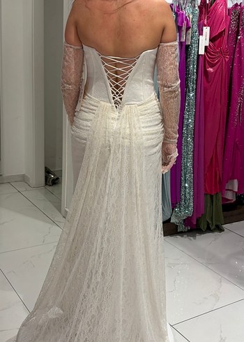 Dantel Detaylı Straplez balık Kesim Gelinlik - Görsel 2